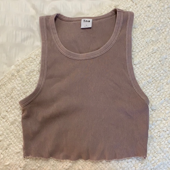 TNA Tops - TNA Cropped Rib Racertank